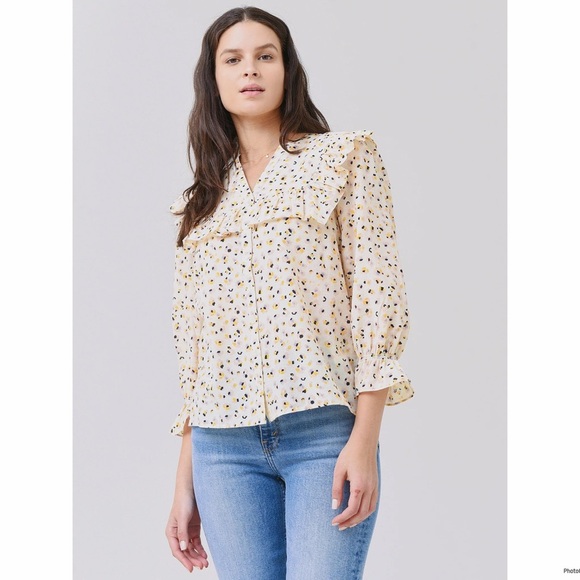 Ba&sh Women's Blake Blouse Top Button-Down Placket Size L - Picture 4 of 12